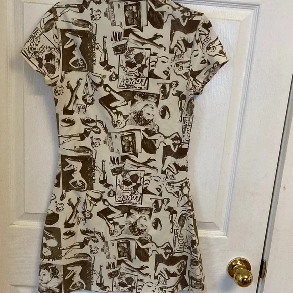Urban Outfitters Brown & Cream Pinup Girl Graphic Dress - Picture 8 of 10